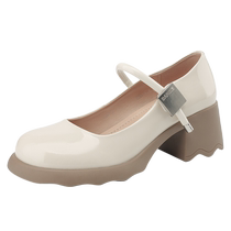 Daphne color-blocked Mary Jane shoes high heels womens summer 2024 new Lok Fu small leather shoes thick-soled versatile shoes