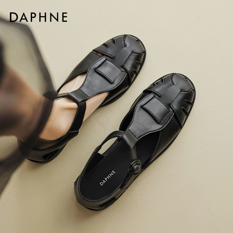 Daphne Roman Sandals for Women 2026 New Summer Black Breathable Pig Cage Weave Closed-Toe Hollow Beach Shoes Daphne Roman Sandals for Women 2026 New Summer Black Breathable Pig Cage Weave Closed-Toe Hollow Beach Shoes