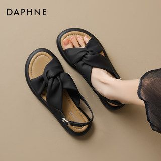 达芙妮黑色平底凉鞋女2025新款夏季外穿软底运动沙滩凉拖罗马凉鞋