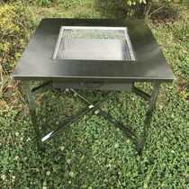 Goods stainless steel add thick outdoor square Guizhou charcoal barbecue table folding