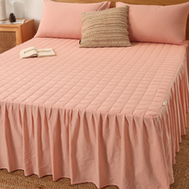 Pure cotton mesh red clamp cotton bed skirt single piece of cotton thickness high-sensing bed cover anti-slip princess bedcover
