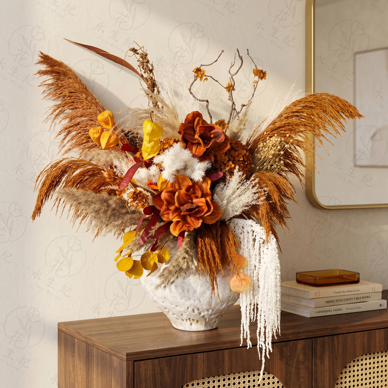 Preserved Flower Bouquet, Natural Real Flowers, Dried Flowers, Fruit Shell Hydrangea, High-End Living Room Side Table, Entrance Hall Home Decoration Ornaments Preserved Flower Bouquet, Natural Real Flowers, Dried Flowers, Fruit Shell Hydrangea, High-End Living Room Side Table, Entrance Hall Home Decoration Ornaments