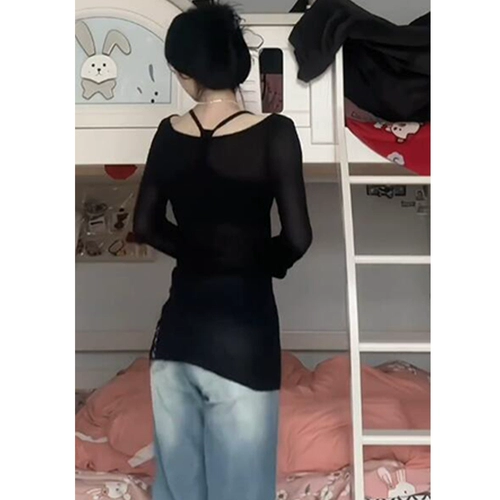 Черный трикотажный летний тонкий свитер, чай, защита от солнца