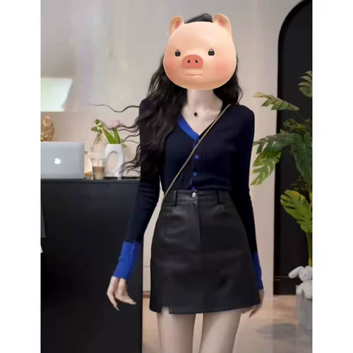 Лонгслив, весенний кардиган, приталенный приятный телу свитер, V-образный вырез