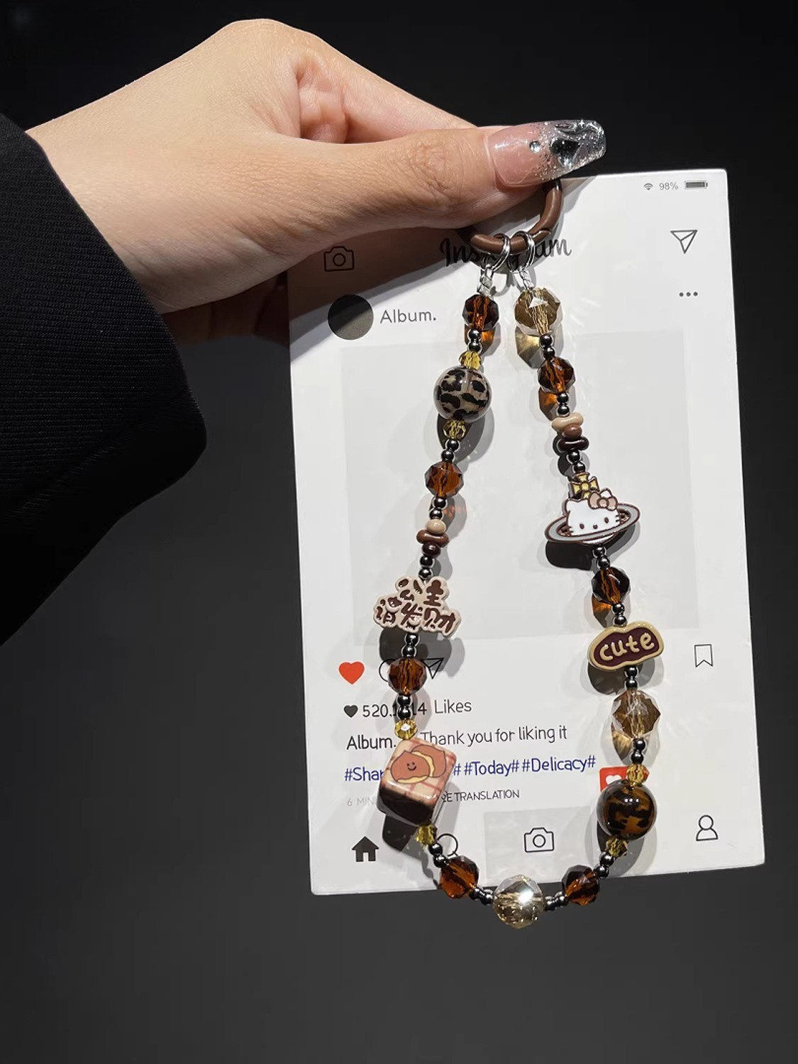 Princess, Please Get Rich! New Style Alloy Phone Chain, Handmade Beaded Pendant, Camera Keychain Spacer, Girly Style