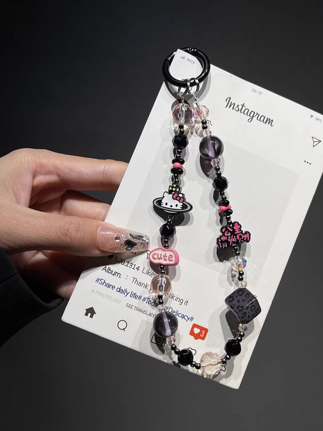 Princess, Please Get Rich! New Style Alloy Phone Chain, Handmade Beaded Pendant, Camera Keychain Spacer, Girly Style