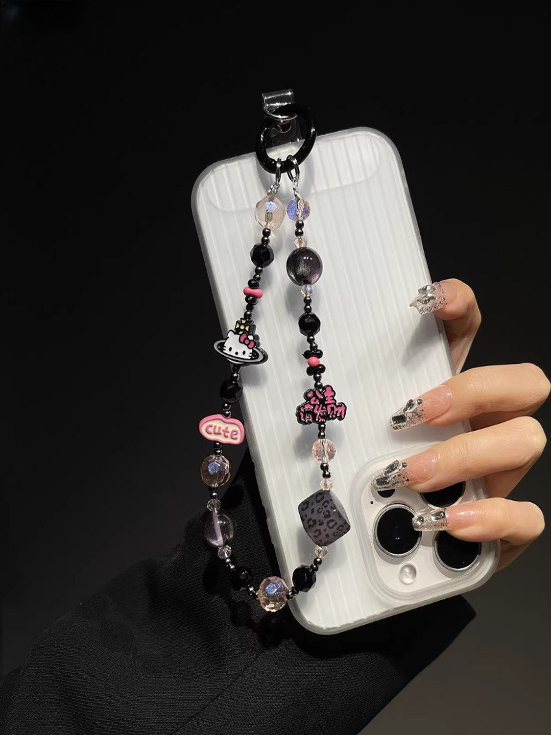 Princess, Please Get Rich! New Style Alloy Phone Chain, Handmade Beaded Pendant, Camera Keychain Spacer, Girly Style
