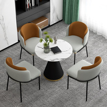 Light and luxurious slab in negotiation table and chairs Composition 4S Shop for sale House Receptionist Chairs Casual Cafe Modern Dining Chairs