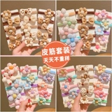 Детская резинка для волос, безвредная ткань, детский хвостик, аксессуар для волос, в цветочек, не повреждает волосы