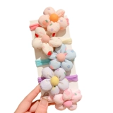 Детская резинка для волос, безвредная ткань, детский хвостик, аксессуар для волос, в цветочек, не повреждает волосы