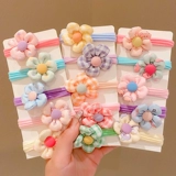 Детская резинка для волос, безвредная ткань, детский хвостик, аксессуар для волос, в цветочек, не повреждает волосы