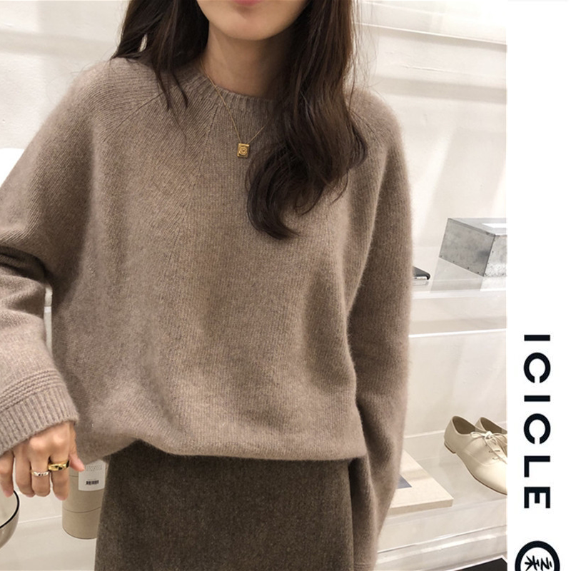 Domestic counters 2022 autumn and winter new cashmere thickened round neck pullover sweater top women's clothing