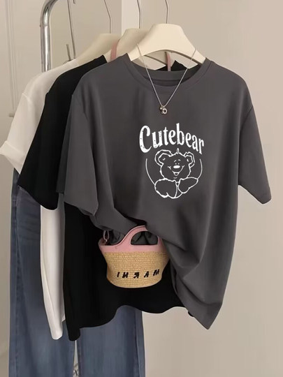 Camiseta de manga corta de algodón puro con hombro derecho para mujer 2025, nuevo estilo coreano, camisa blanca versátil de moda con parte superior inferior, verano