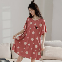 Modale Cotton Sleeping Dress Lady Summer Short Sleeve Half Sleeves Sweet cute loose midskirt Home Han version pyjamas 2021