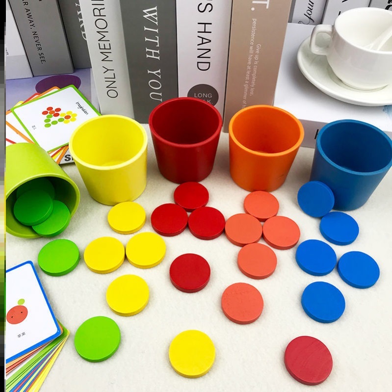 Baby Awareness Color Sorting Cups Young Children Pairing Cognitive Enlightenment Training Aids Hooded Early Teaching Puzzle Toys