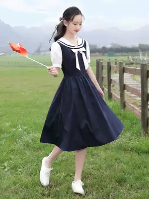 Girls summer clothes 12 female children college style dress Navy wind 13 foreign school 14 girls jk uniform skirt 15 years old