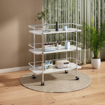 Danish designer Middle-three-layer small cart accommodating shelf movable with wheel floor home living room edge a few