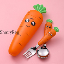 1 3Pcs Baby Feeding Utensils Cartoon Vegetable Fork Spoon Cross