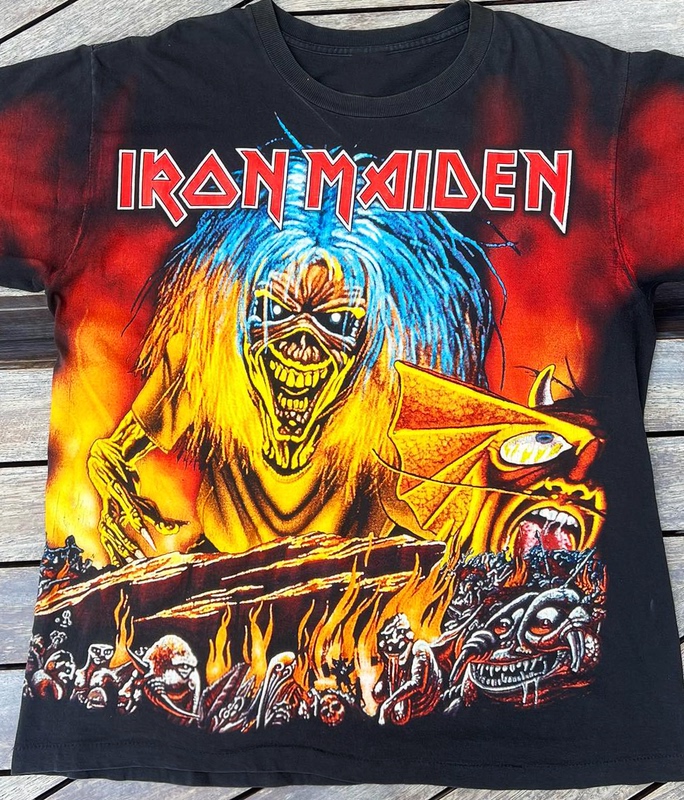 Iron Maiden Band Blacktee Iron Maiden Band Hardcore Rock Retro Stylish Short-Sleeved T-Shirt