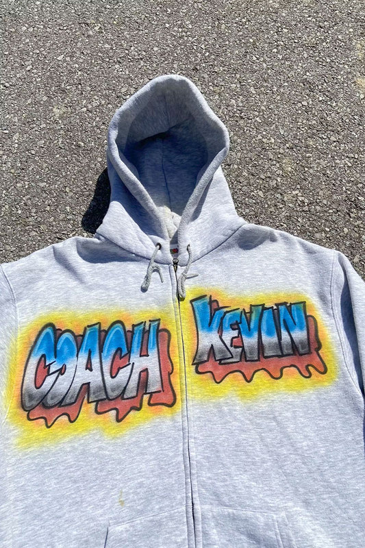 Coach Kevin Simple Lettering Vintage American Basic Style Sports Preppy Style Heather Gray Hooded Cardigan Coach Kevin Simple Lettering Vintage American Basic Style Sports Preppy Style Heather Gray Hooded Cardigan