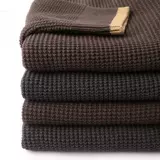 Акриловый ретро трикотажный свитер для отдыха, шоколадно-коричневый цвет, в американском стиле, круглый воротник, большой размер