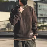 Акриловый ретро трикотажный свитер для отдыха, шоколадно-коричневый цвет, в американском стиле, круглый воротник, большой размер