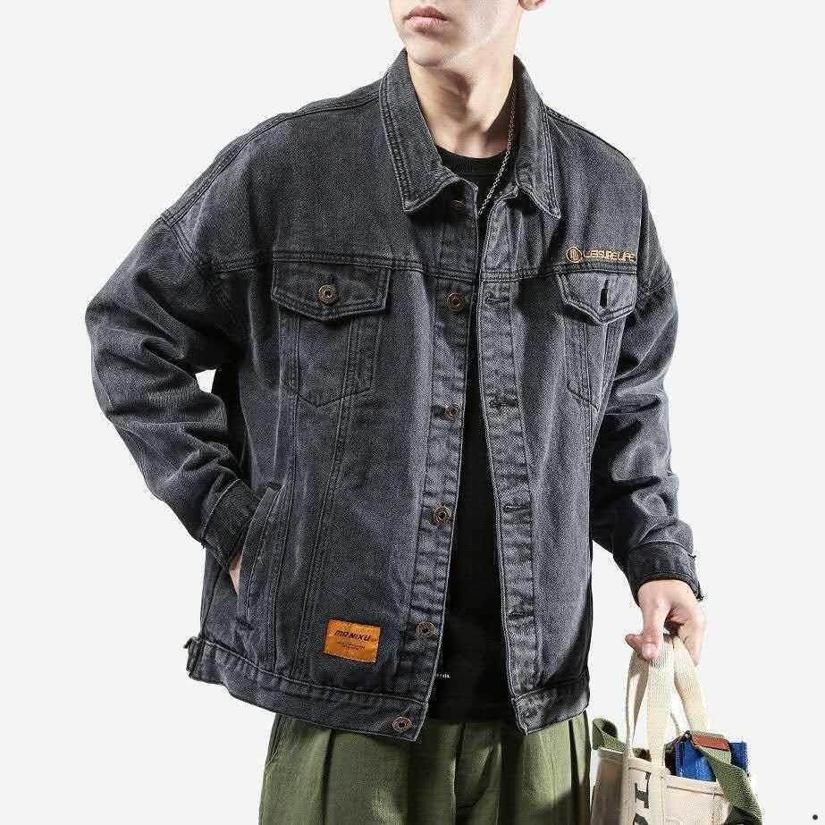 Jacket Male spring Tide Cards Loose handsome Jeans Jacket Male Student Jacket Men's Jacket Overalls Coat Men's Clothing