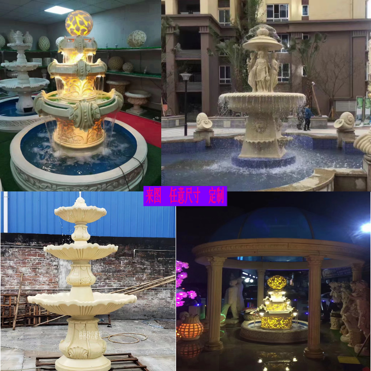Custom Artificial Sandstone GRP Material Eurostyle Fountain Outdoor Fake Mountain Large Flowing Water Landscape Courtyard Square Recruit-Taobao