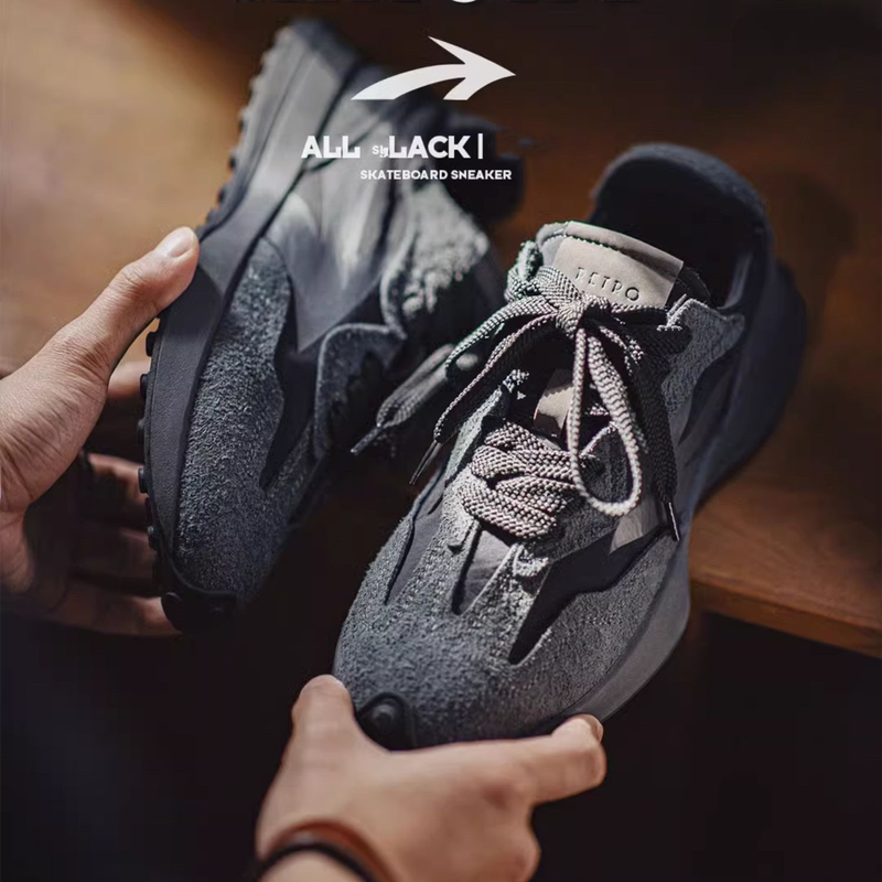 Madden Workwear Dad Shoes for Men, New Spring Model, Pure Black Thick-Soled Sports Casual Versatile Trendy Shoes, Retro Shoes