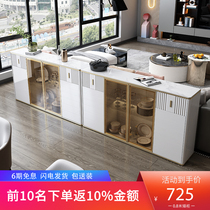Light luxury rock slab dining sideboard integrated living room against the wall home tea storage cabinet modern simple kitchen microwave oven cabinet