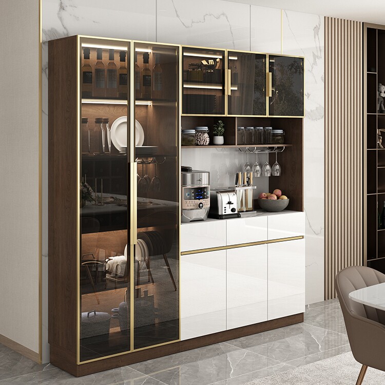 Dining cabinet wine cabinet integrated against the wall high cabinet modern minimalist light luxury living room kitchen high-end storage cabinet display cabinet