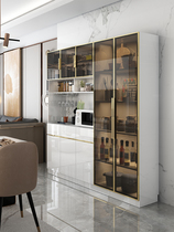 Light luxury rock slab dining sideboard wine cabinet modern and simple integrated against the wall high cabinet living room dining cabinet storage sideboard tea cabinet