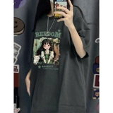 Tide, хлопковая летняя ретро футболка с коротким рукавом, оверсайз, в американском стиле