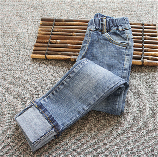 South Korea 2022 new girls' jeans spring autumn children's pants CUHK children's thin stretch to fix a hole in the ocean-Taobao