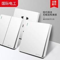 International electrician switch socket large plate white five-hole socket one-open dual-control switch air conditioner USB porous panel