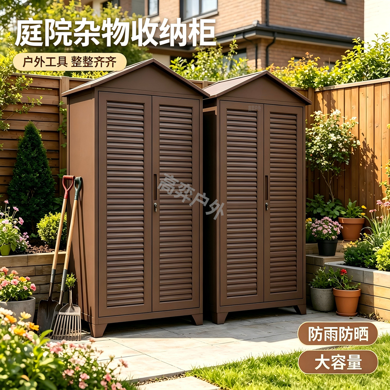 Outdoor Cleaning Cabinet, Courtyard Storage Cabinet, Rain-Proof and Sun-Proof, Large-Capacity Garden Tool Cabinet, Outdoor Sundries Storage Cabinet