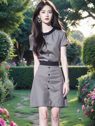 Vestido adelgazante de cintura y cuello redondo, color gris, muy guapo, a la moda, de gama alta, estilo diosa, para ir al trabajo