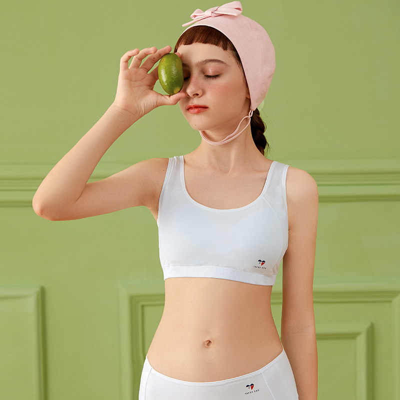 Flower blossoming girl underwear youth development period no steel ring sports vest student cotton shoulder strap bra