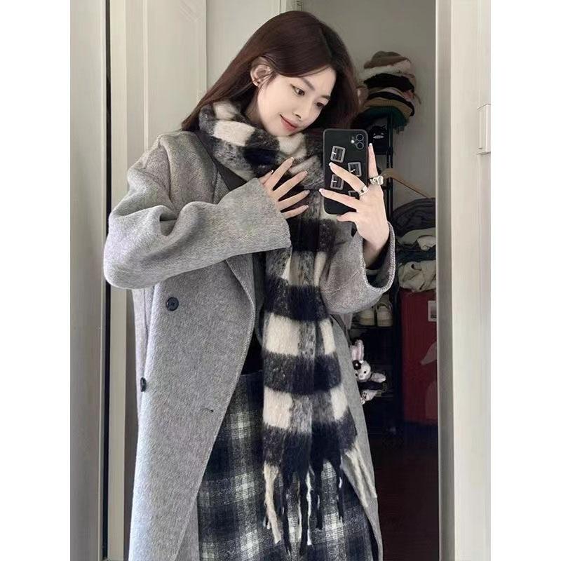 Gray Woolen Coat for Women 2025 Autumn and Winter New Fashion Korean Style High-End Mid-Length Over-The-Knee Woolen Coat Gray Woolen Coat for Women 2025 Autumn and Winter New Fashion Korean Style High-End Mid-Length Over-The-Knee Woolen Coat