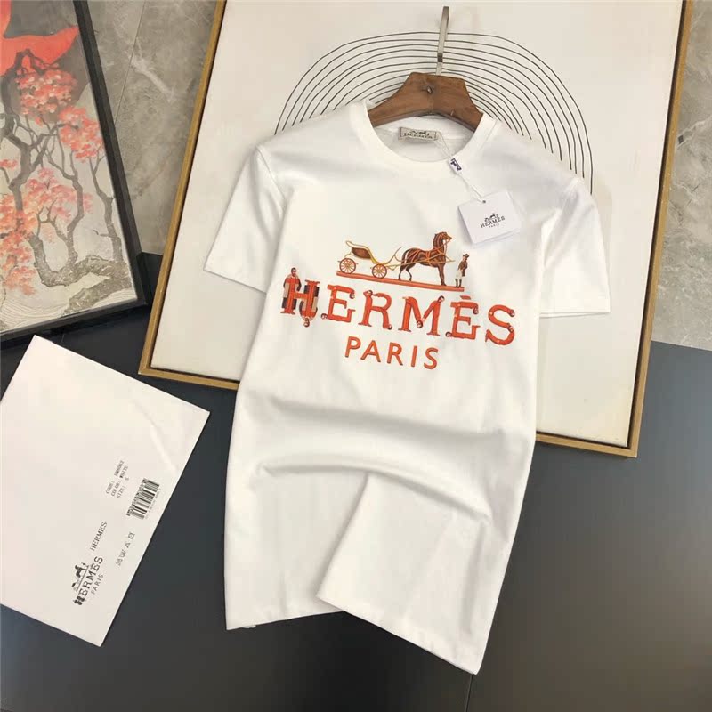 WhiteHermes products Chaopai summer new pattern H home carriage pattern Crew neck leisure time luxurious Undershirt male T-shirt Short sleeve