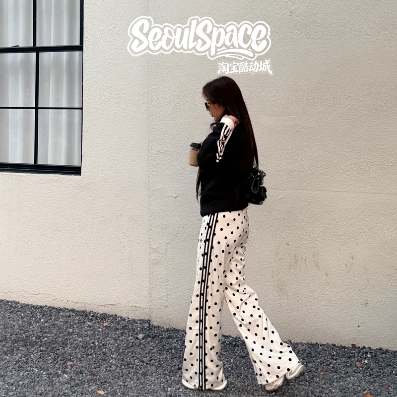 Adidas New Trefoil Women's Polka Dot Korean Style Wide-Leg Pants for Women Kv1168 Kv1169