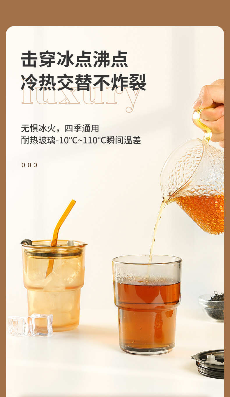 奥克斯 高颜值玻璃吸管杯450ml 图4