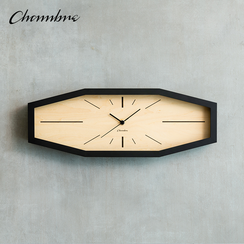 CHAMBRE Japanese original imported solid wood creative living room linear anise hanging bell fashion muted quartz clock-Taobao