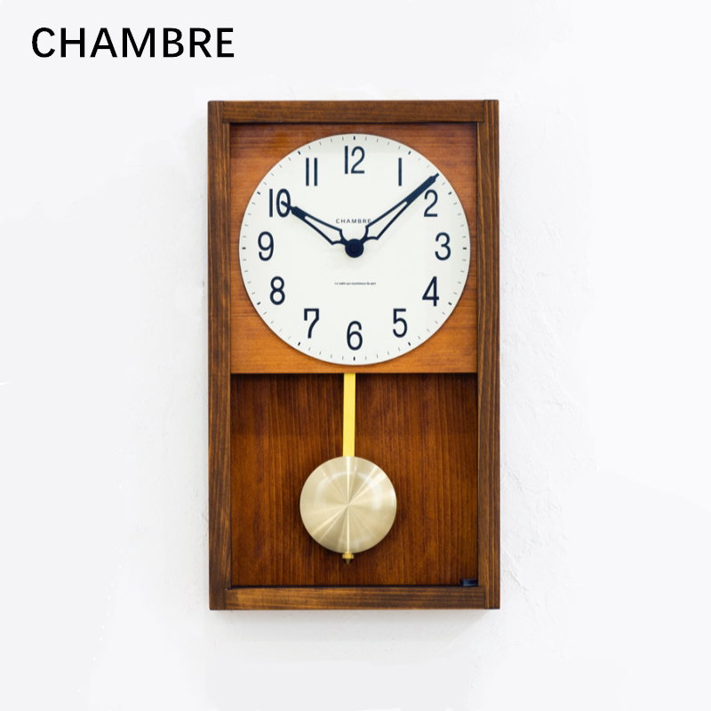 CHAMBRE Japanese original clothing imports Nordic wind retro solid wood pendulum clock placed clock sitting room clock silent hanging bell-Taobao
