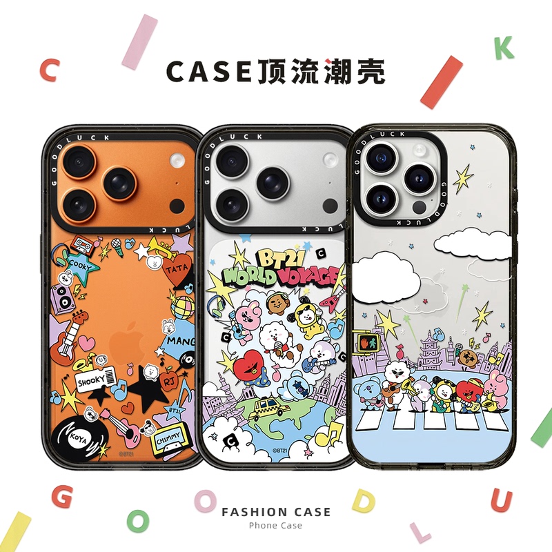 C Brand Aseti Co-Branded Male Group Bt21 Surround Sticker Bts Collection Suitable for iPhone 17 Pro Max Phone Case 16 Pro Apple 15 Transparent Magnetic 14 Plus Cartoon Doll 13/12