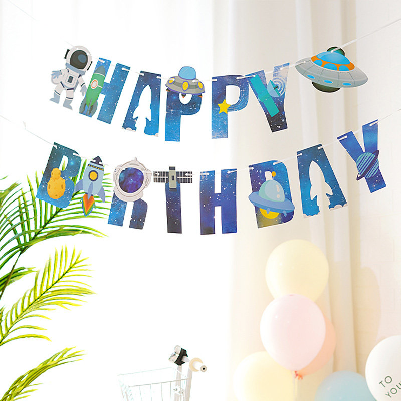 Children's baby birthday letters one-year-old full moon hundred days party party hanging flag pull flag banner string flag layout decoration