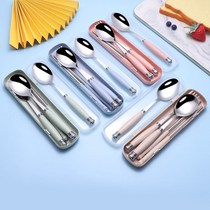 Portable cutlery chopsticks spoon suit stainless steel Three sets Students Chopsticks Box Cutlery Box Fork Spoon Enjoy New