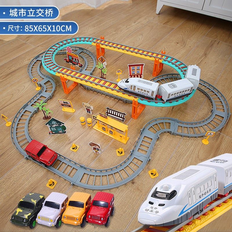 Small Train High-speed Rail Rail Car Boy 2 Year Old Rail Puzzle Puzzle 4 Cars Electric Simulation Toys 1 Children 3 multifunction