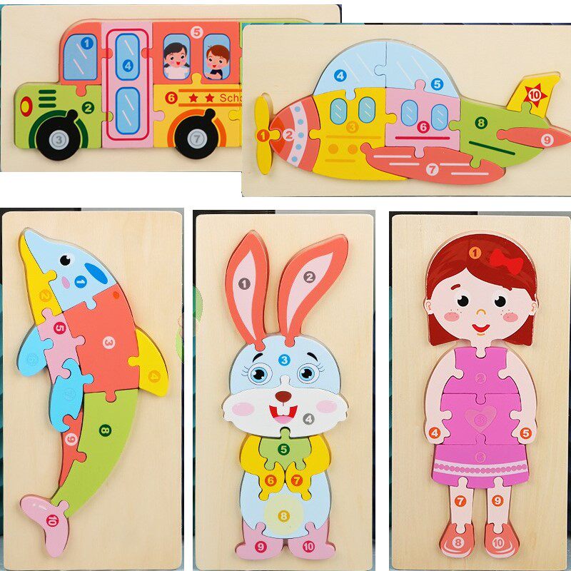1 - 2 - 3 - 4 years old baby wooden block puzzle puzzle baby early teaching Yi boy and girl toy assembly