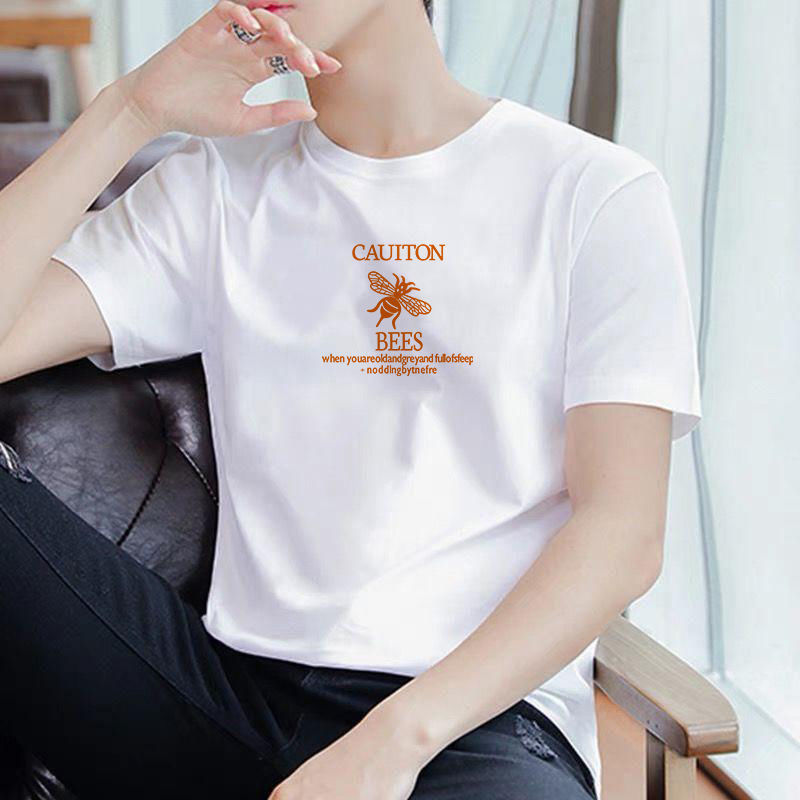 男士夏季短袖t恤韩版修身青年学生潮流印花
